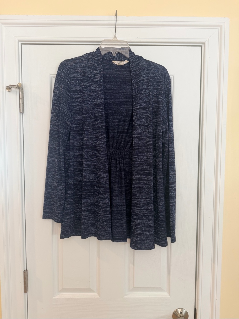 Ladies Size Small "Workshop Republic Clothing" Navy Marled Open-Front Cardigan